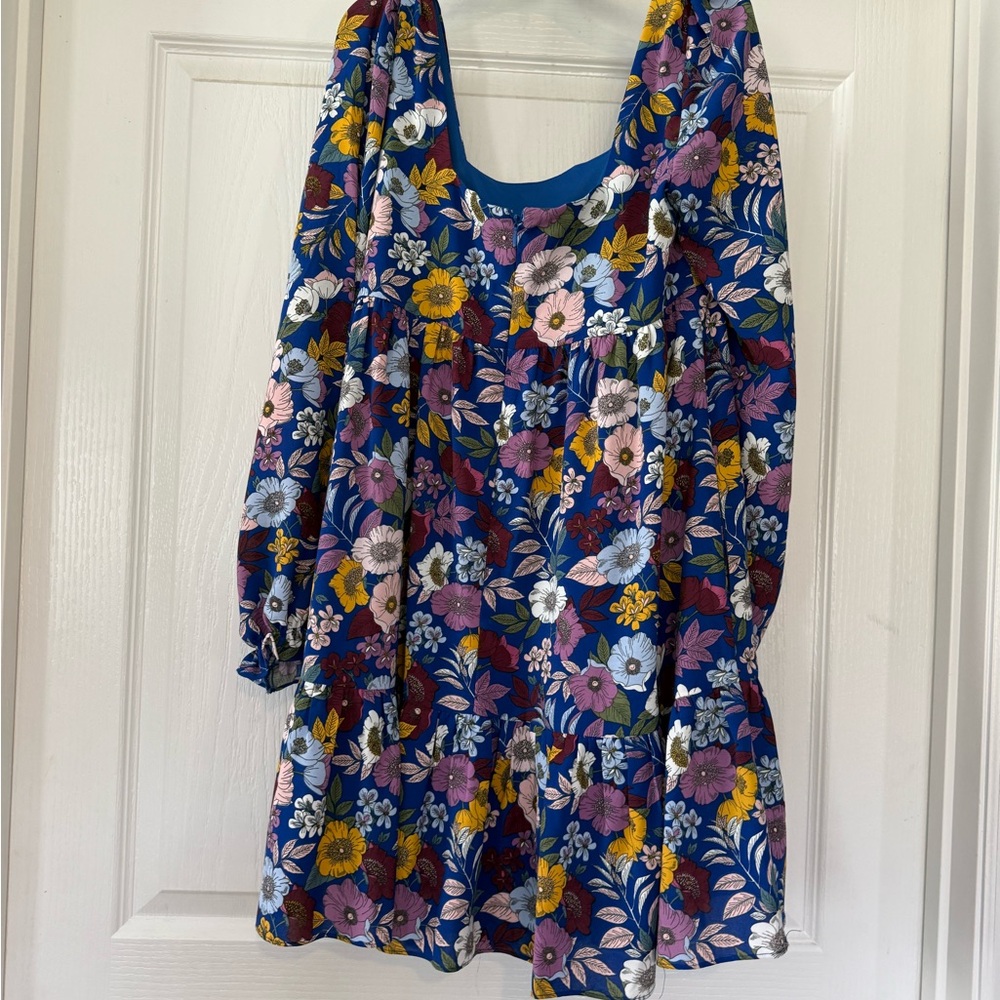 BCBGeneration Blue Floral Baby Doll Dress - Picture 3 of 4